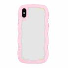 For iPhone X / XS Candy Color Wave TPU Clear PC Phone Case(Pink) - 1