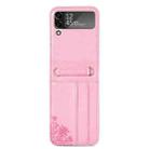 For Samsung Galaxy Z Flip4 5G Diagonal Lanyard Embossed Card Phone Case(Pink) - 1