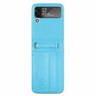 For Samsung Galaxy Z Flip4 5G Diagonal Lanyard Embossed Card Phone Case(Blue) - 1