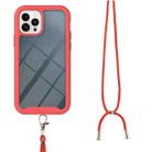 Starry Sky Solid Color Series Shockproof PC + TPU Phone Case with Neck Strap For iPhone 14 Pro Max(Red) - 3
