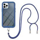 Starry Sky Solid Color Series Shockproof PC + TPU Phone Case with Neck Strap For iPhone 14 Pro Max(Blue) - 1