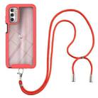 Starry Sky Solid Color Series Shockproof PC + TPU Phone Case with Neck Strap For Motorola Moto G Stylus 2022 4G(Red) - 1