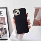 Liquid Silicone Electroplating + Flannel Phone Case For iPhone 14 Max(Black) - 1