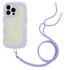 For iPhone 13 Pro Lanyard Candy Color Wave TPU Clear PC Phone Case (Purple) - 1