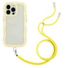 For iPhone 13 Pro Max Lanyard Candy Color Wave TPU Clear PC Phone Case (Yellow) - 1