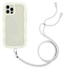 For iPhone 12 / 12 Pro Lanyard Candy Color Wave TPU Clear PC Phone Case(White) - 1