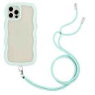 For iPhone 12 / 12 Pro Lanyard Candy Color Wave TPU Clear PC Phone Case(Green) - 1