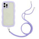 For iPhone 12 / 12 Pro Lanyard Candy Color Wave TPU Clear PC Phone Case(Purple) - 1