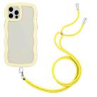 For iPhone 12 / 12 Pro Lanyard Candy Color Wave TPU Clear PC Phone Case(Yellow) - 1