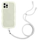 For iPhone 12 Pro Max Lanyard Candy Color Wave TPU Clear PC Phone Case(White) - 1