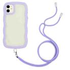 For iPhone 11 Lanyard Candy Color Wave TPU Clear PC Phone Case (Purple) - 1