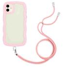 For iPhone 11 Lanyard Candy Color Wave TPU Clear PC Phone Case (Pink) - 1