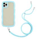 For iPhone 11 Pro Max Lanyard Candy Color Wave TPU Clear PC Phone Case (Blue) - 1