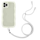 For iPhone 11 Pro Max Lanyard Candy Color Wave TPU Clear PC Phone Case (White) - 1