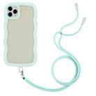 For iPhone 11 Pro Max Lanyard Candy Color Wave TPU Clear PC Phone Case (Green) - 1