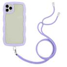 For iPhone 11 Pro Max Lanyard Candy Color Wave TPU Clear PC Phone Case (Purple) - 1