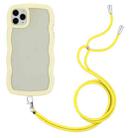 For iPhone 11 Pro Max Lanyard Candy Color Wave TPU Clear PC Phone Case (Yellow) - 1