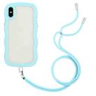 For iPhone X / XS Lanyard Candy Color Wave TPU Clear PC Phone Case(Blue) - 1