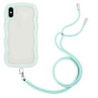 For iPhone X / XS Lanyard Candy Color Wave TPU Clear PC Phone Case(Green) - 1