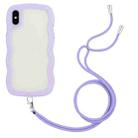 For iPhone X / XS Lanyard Candy Color Wave TPU Clear PC Phone Case(Purple) - 1