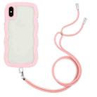 For iPhone X / XS Lanyard Candy Color Wave TPU Clear PC Phone Case(Pink) - 1