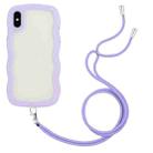 For iPhone XS Max Lanyard Candy Color Wave TPU Clear PC Phone Case(Purple) - 1