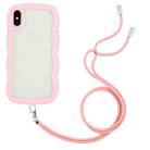 For iPhone XS Max Lanyard Candy Color Wave TPU Clear PC Phone Case(Pink) - 1