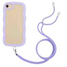 For iPhone SE 2022 / SE 2020 / 8 / 7 Lanyard Candy Color Wave TPU Clear PC Phone Case(Purple) - 1