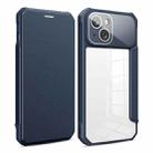 For iPhone 14 Magnetic Flip Leather Phone Case (Blue) - 1