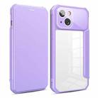 For iPhone 14 Plus Magnetic Flip Leather Phone Case (Purple) - 1