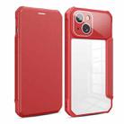 For iPhone 14 Plus Magnetic Flip Leather Phone Case (Red) - 1