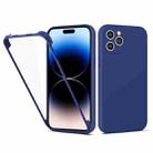 For iPhone 14 Pro Imitation Liquid Silicone 360 Full Body Phone Case(Blue) - 1