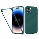 For iPhone 14 Pro Imitation Liquid Silicone 360 Full Body Phone Case(Dark Green) - 1