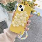 For iPhone 14 Four Flowers Hand Strap Phone Case (Yellow) - 1