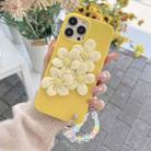 For iPhone 14 Pro Four Flowers Hand Strap Phone Case(Yellow) - 1