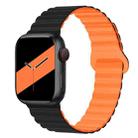 Reverse Buckle Magnetic Silicone Watch Band For Apple Watch Ultra 49mm&Watch Ultra 2 49mm / Series 9&8&7 45mm / SE 3&SE 2&6&SE&5&4 44mm / 3&2&1 42mm(Black Orange) - 1