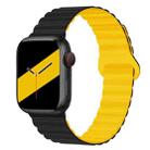 Reverse Buckle Magnetic Silicone Watch Band For Apple Watch Ultra 49mm / Series 8&7 45mm / SE 2&6&SE&5&4 44mm / 3&2&1 42mm(Black Yellow) - 1