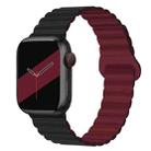 Reverse Buckle Magnetic Silicone Watch Band For Apple Watch Ultra 49mm / Series 8&7 45mm / SE 2&6&SE&5&4 44mm / 3&2&1 42mm(Black Wine Red) - 1