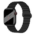 Reverse Buckle Magnetic Silicone Watch Band For Apple Watch Ultra 49mm / Series 8&7 45mm / SE 2&6&SE&5&4 44mm / 3&2&1 42mm(Black) - 1