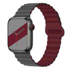 Reverse Buckle Magnetic Silicone Watch Band For Apple Watch Ultra 49mm / Series 8&7 45mm / SE 2&6&SE&5&4 44mm / 3&2&1 42mm(Grey Wine Red) - 1