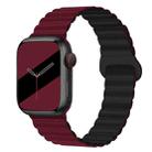 Reverse Buckle Magnetic Silicone Watch Band For Apple Watch Ultra 49mm / Series 8&7 45mm / SE 2&6&SE&5&4 44mm / 3&2&1 42mm(Wine Red Black) - 1