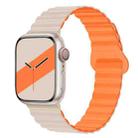 Reverse Buckle Magnetic Silicone Watch Band For Apple Watch Ultra 49mm / Series 8&7 45mm / SE 2&6&SE&5&4 44mm / 3&2&1 42mm(White Orange) - 1