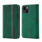 For iPhone 14 Plus Splicing Skin Feel Magnetic Leather Phone Case (Green) - 1