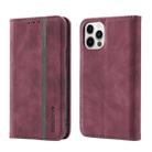 For iPhone 14 Pro Splicing Skin Feel Magnetic Leather Phone Case(Wine Red) - 1