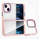 For iPhone 14 Plus Colorful Metal Lens Ring Phone Case (Pink) - 1