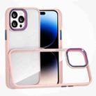 For iPhone 14 Pro Max Colorful Metal Lens Ring Phone Case (Pink) - 1