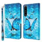 For Sony Xperia 1 IV 3D Painting Pattern Flip Leather Phone Case(Three Butterflies) - 1