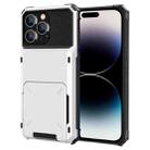 For iPhone 14 Pro Max Scratch-Resistant Shockproof Heavy Duty Rugged Armor Protective Case with Card Slot (White) - 1