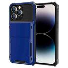 For iPhone 14 Pro Max Scratch-Resistant Shockproof Heavy Duty Rugged Armor Protective Case with Card Slot (Blue) - 1