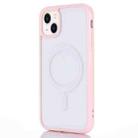 For iPhone 14 2 in 1 Colorful Frame Transparent Magnetic Phone Case (Pink) - 1